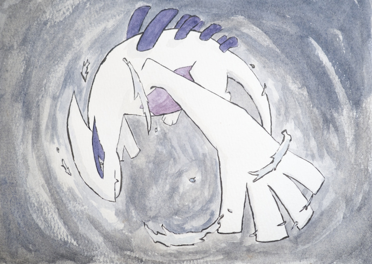 Ilustración en acuarela de Lugia.