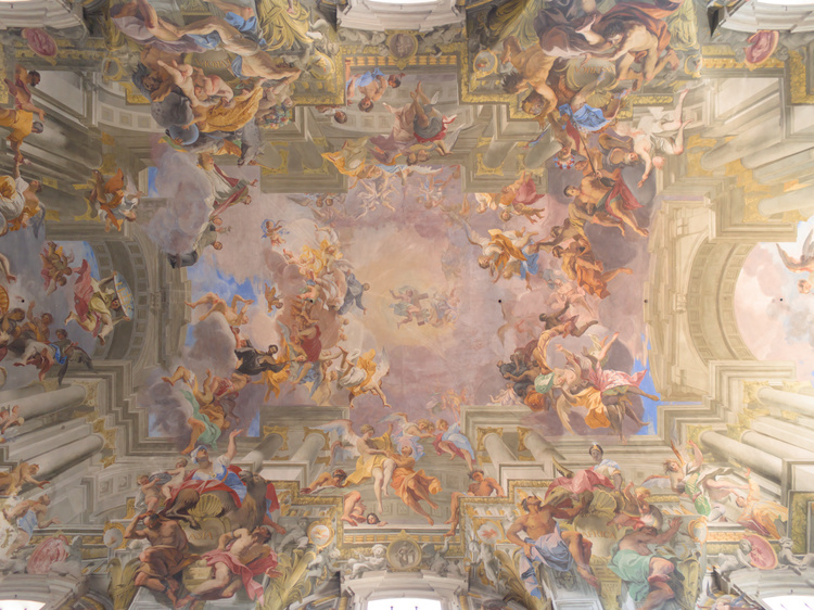Frescoes in Church of St. Ignatius of Loyola in Rome, Italy. 2019.
